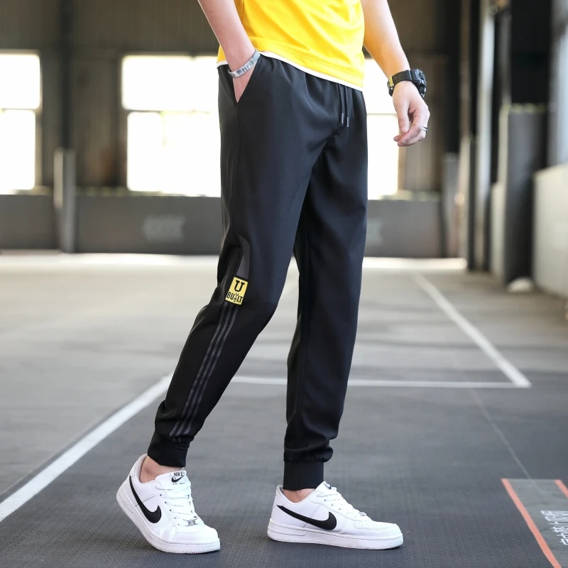 Spring Autumn Men's Character Printing Solid Pockets Zipper Drawstring Casual Sports Trousers Fashion Office Lady Loose Pants