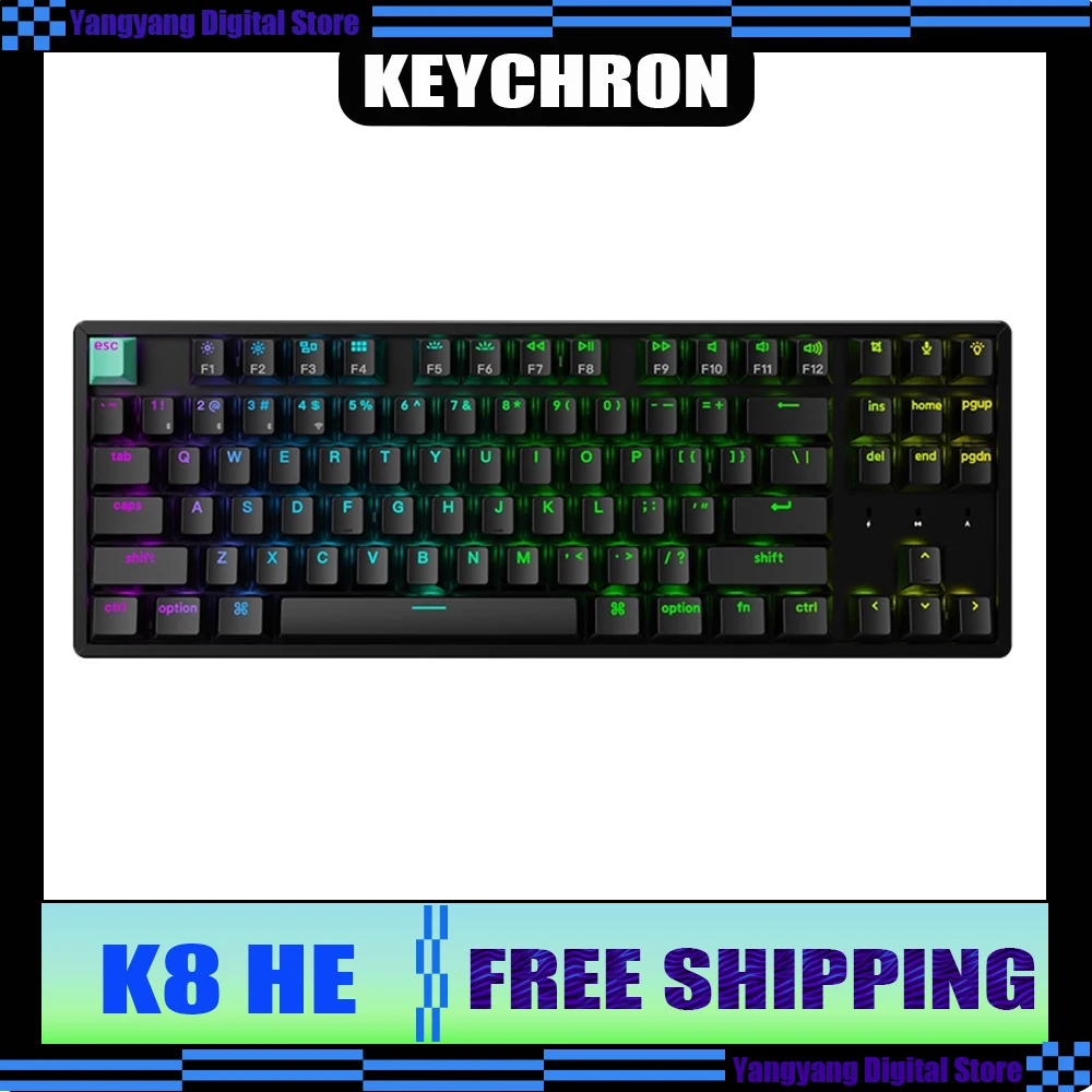 

Keychron K8HE Magnetic Mechanical Keyboard Wireless TMR Sensor RGB Gasket E-sports Gaming Keyboard Fearless Contract RT Delta