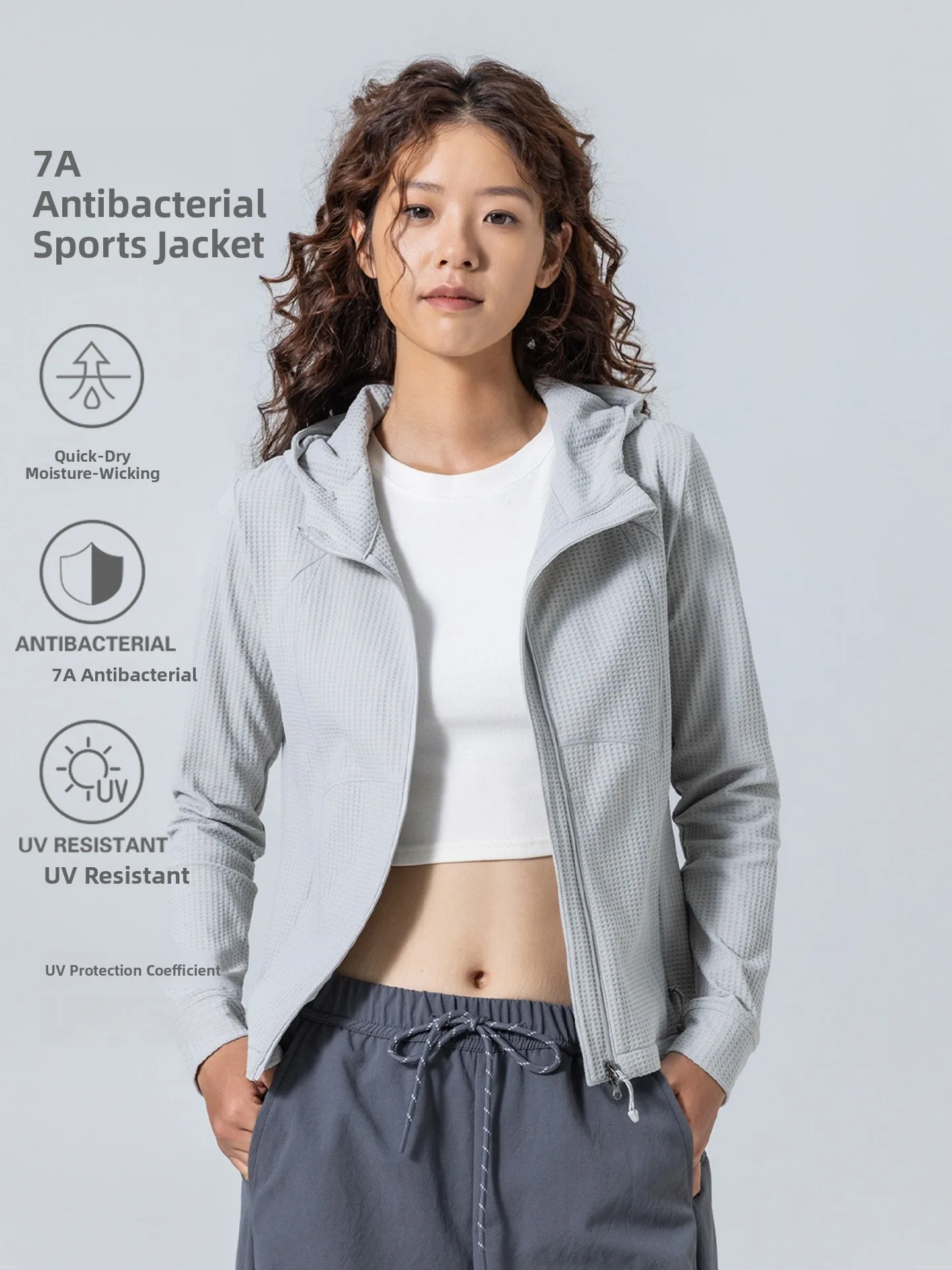 Women's Zipper Front Hoodie Jacket Outdoor Climbing Hiking Sporty Slim Fit Polyester Fiber Quick Dry Short Coat MDNSTREND