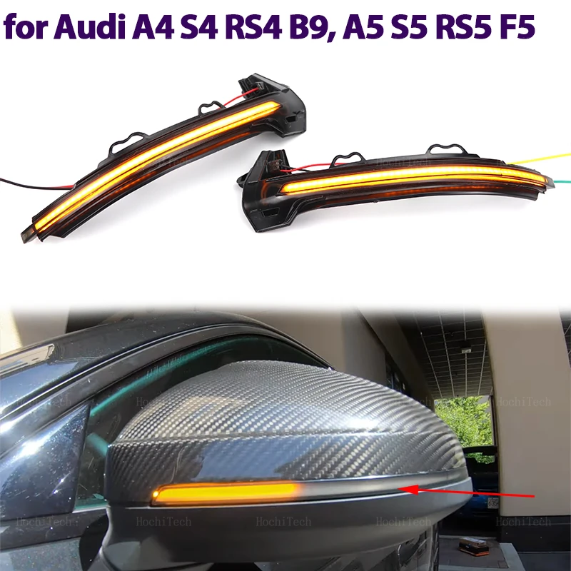 for Audi A4 S4 RS4 B9, A5 S5 RS5 F5 2016-2023 LED Dynamic Side Mirror Turn Signal Light Indicator Blinker Sequential Lamps