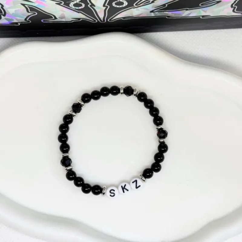 Handmade Bracelet - Black K-Pop Idol SKZ Name Jewelry - STAY Accessories, Fan Gifts, Diagonal Bracelet