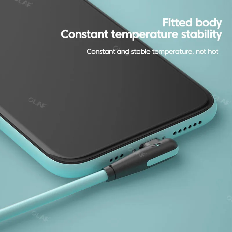 Liquid Silicone USB C Cable 3A Fast Charger Cable For Xiaomi Sumsung Huawei Nova 2 POCO USB C Wire Cord 90 Degree Type C Cable