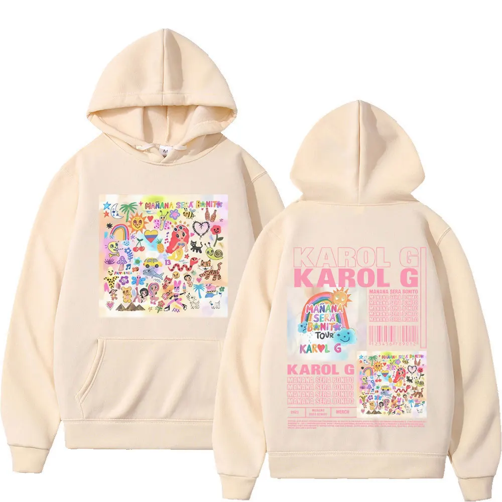 Unisex Cantor Karol G Music Album Hoodies Gráficos, Moda de Alta Qualidade Moletons Com Capuz, Tendência Outono Inverno Hip Hop Pullovers