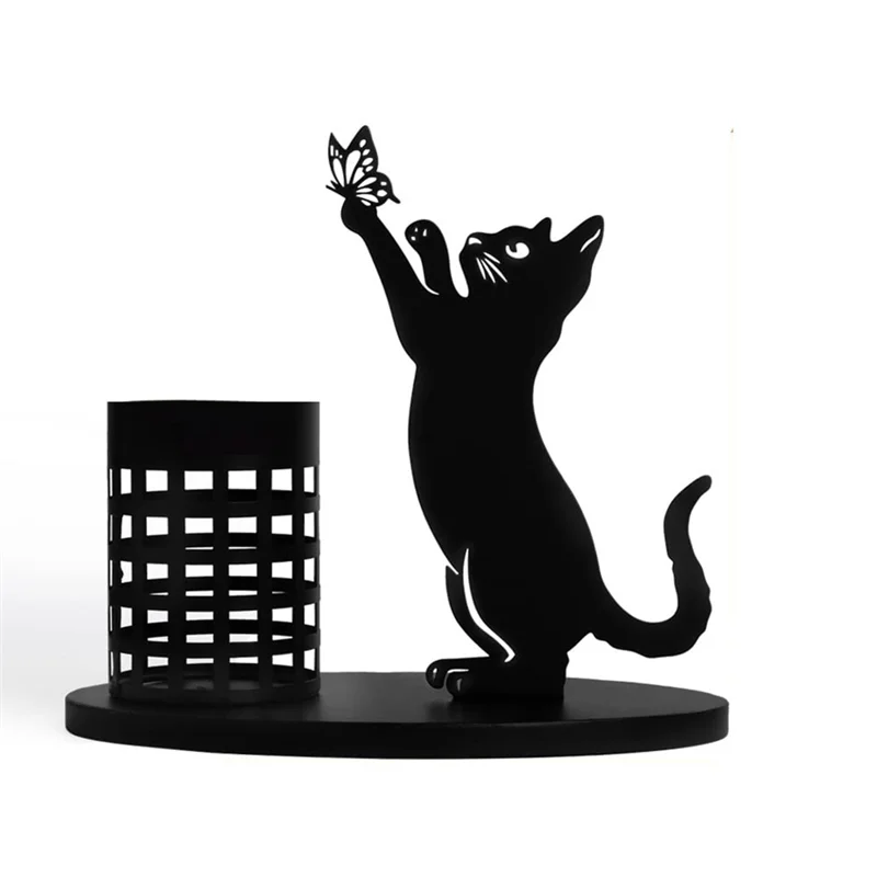 

J1UL1N Cat Pencil Holder For Desk Organizer Pen Holder For Bedroom/Office, Metal Cut Home Decor For Table Centerpiece