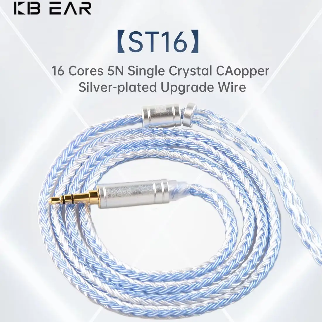 KBEAR ST16 16 noyaux 5N fil de mise à niveau en cuivre plaqué argent monocristallin 1.2M MMCX/2PIN/QDC processus de placage d'or