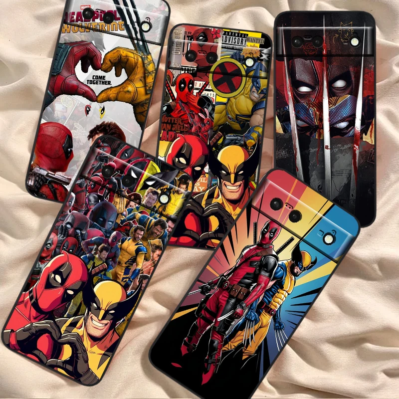 

Marvel Deadpool Wolverine Cool For Google Pixel 8 7A 7 6A 6 5A 5 4 4A XL 5G Black Silicon Shockproof Shell Cover Phone Case