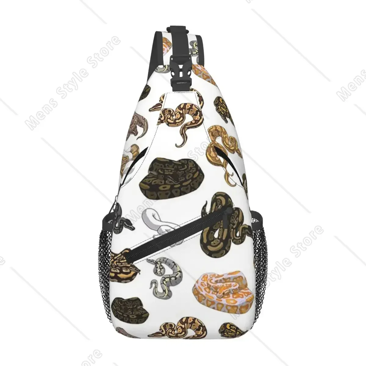 Ball Python Morph Snake Pattern Sleeveless Top Chest Bag Men Sling Crossbody Backpack Chest Bag Traveling Daypack Shoulder Bag