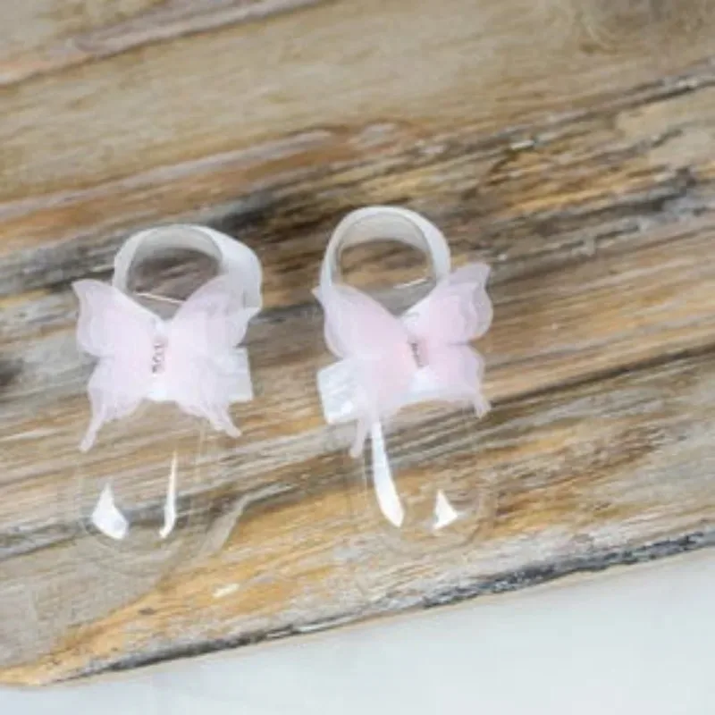 Sandalias descalzas con accesorios para fotografía de recién nacidos, diseño de mariposa de encaje y diamantes de imitación para niñas, regalo para Baby Shower con ajustable (0-6M