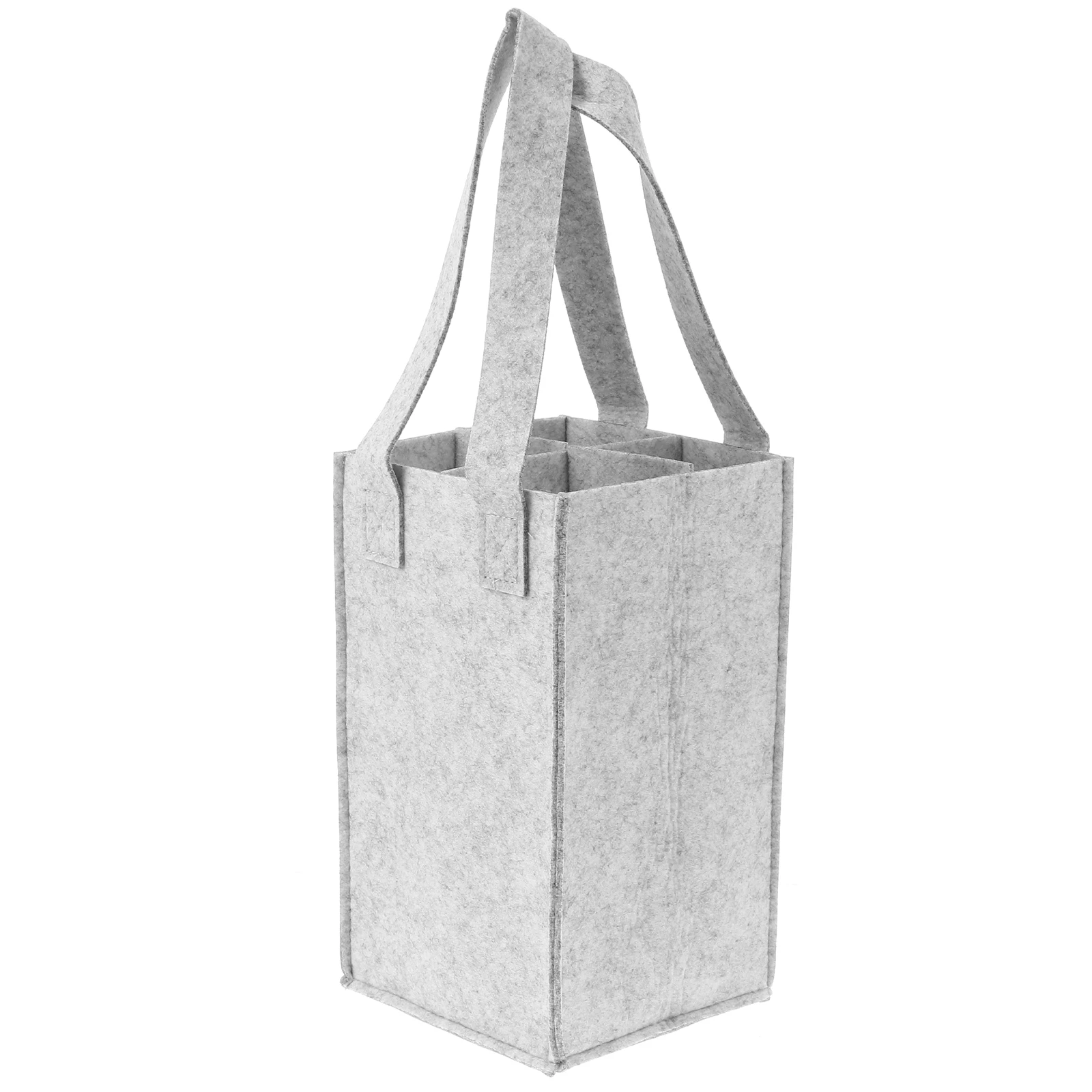 

1pc Felt Gift Tote Bag 4 Bottle Carrier Portable Storage Box Handle Pouch Foldable For Red Gifts Large Internal