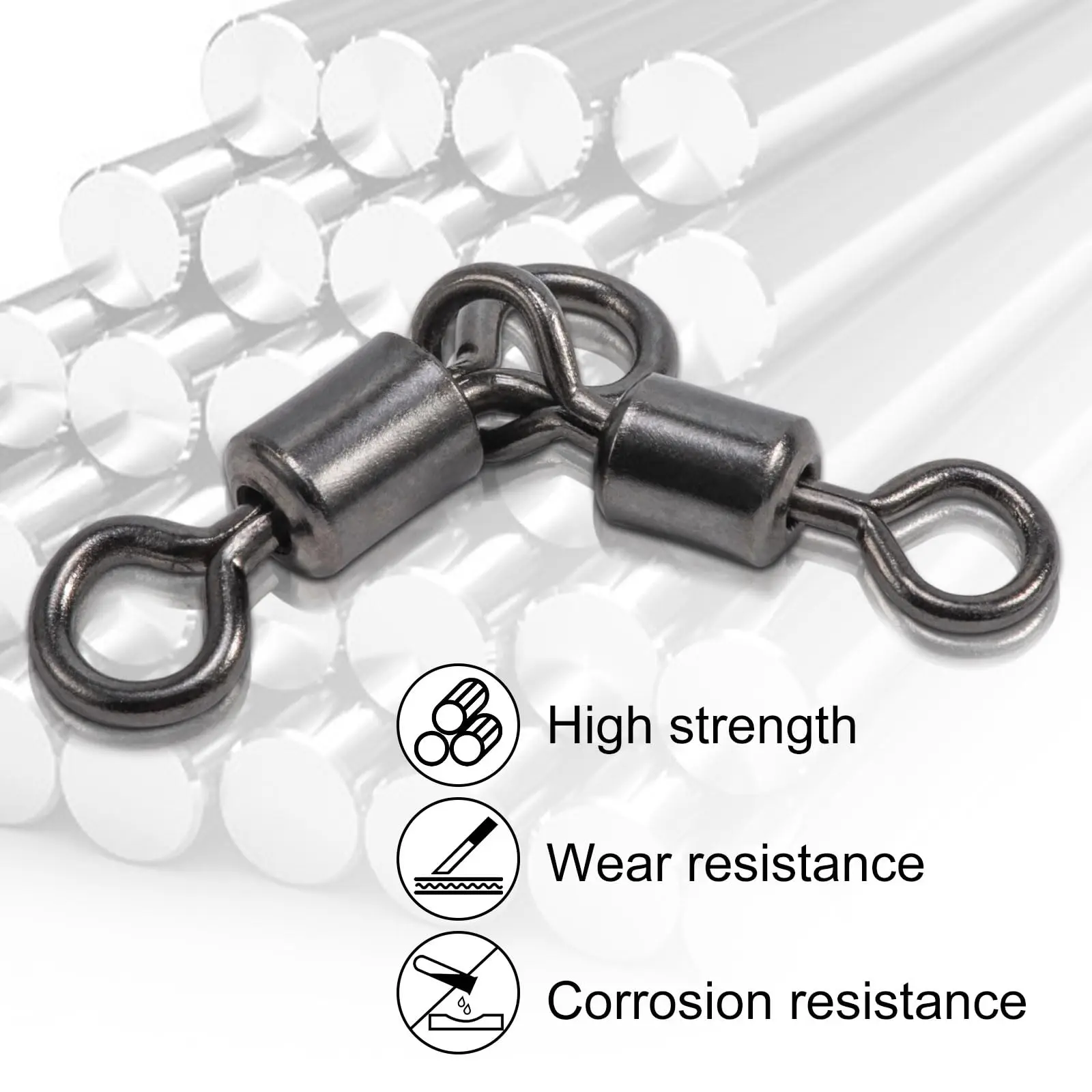 Multi-Size 3-Way Cross Line Barrel Rolling Swivel Set Anti-Corrosion Wear Resistant Fishing Connector Fishing Accessories