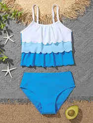 2023 Girls Swimsuit Two Pieces Kids Swimwear Female High Waist Children's Bathers Bathing Swimming Swim Suit Beachwear