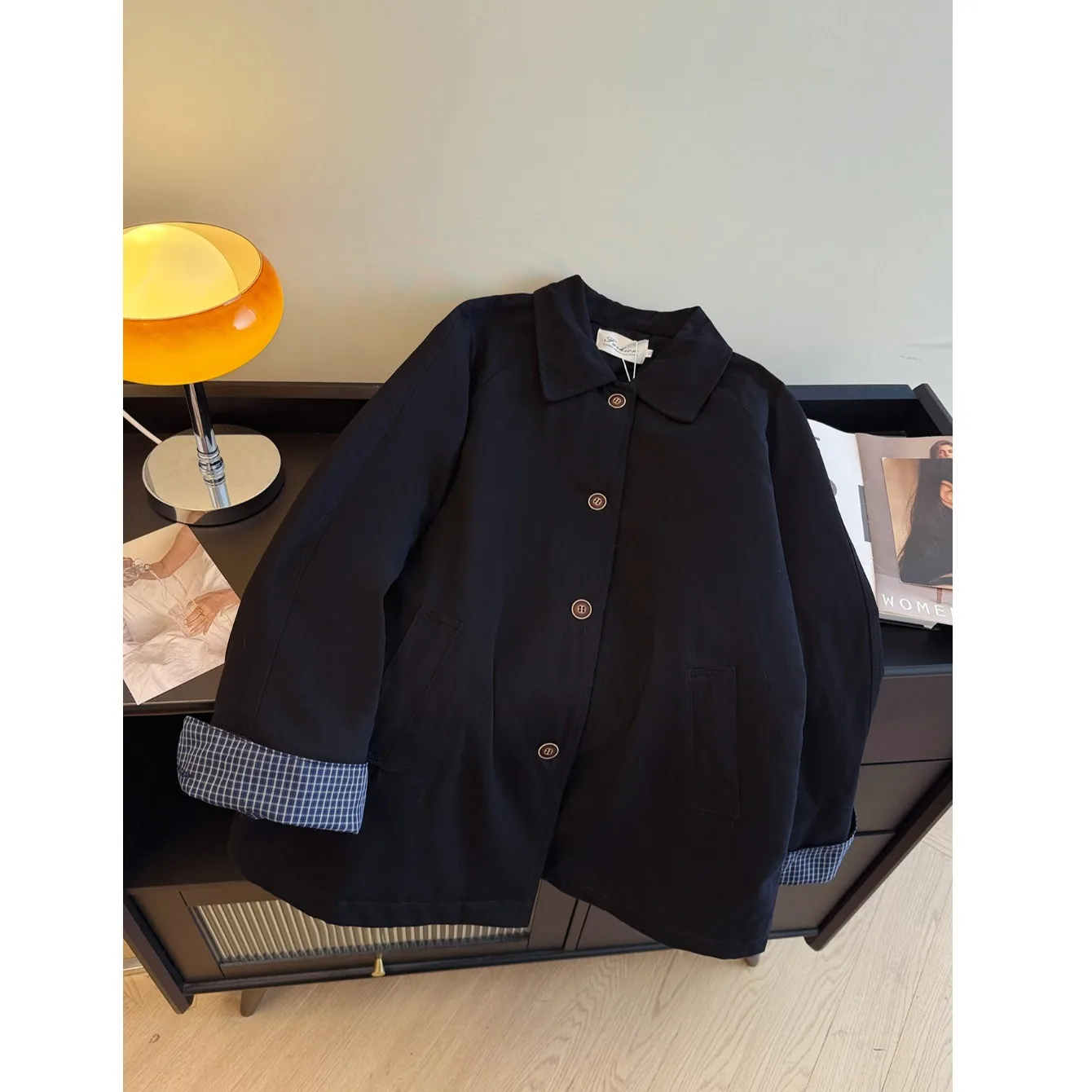 

Женское хлопковое пальто-джато средней длины на пуговицах, модное осенне-зимнее новое свободное платье, обычное све Long Sve