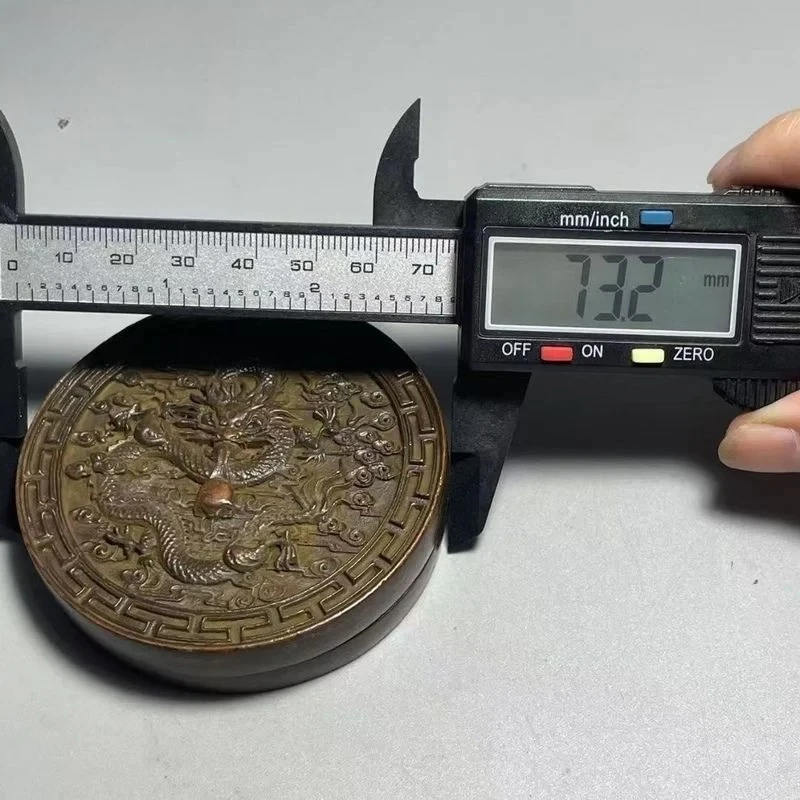 Retro Alloy Brass Inkstone and Seal Container with Dragon Water Absorbing Motif, Chinese Classical Desktop Decorative Ornament