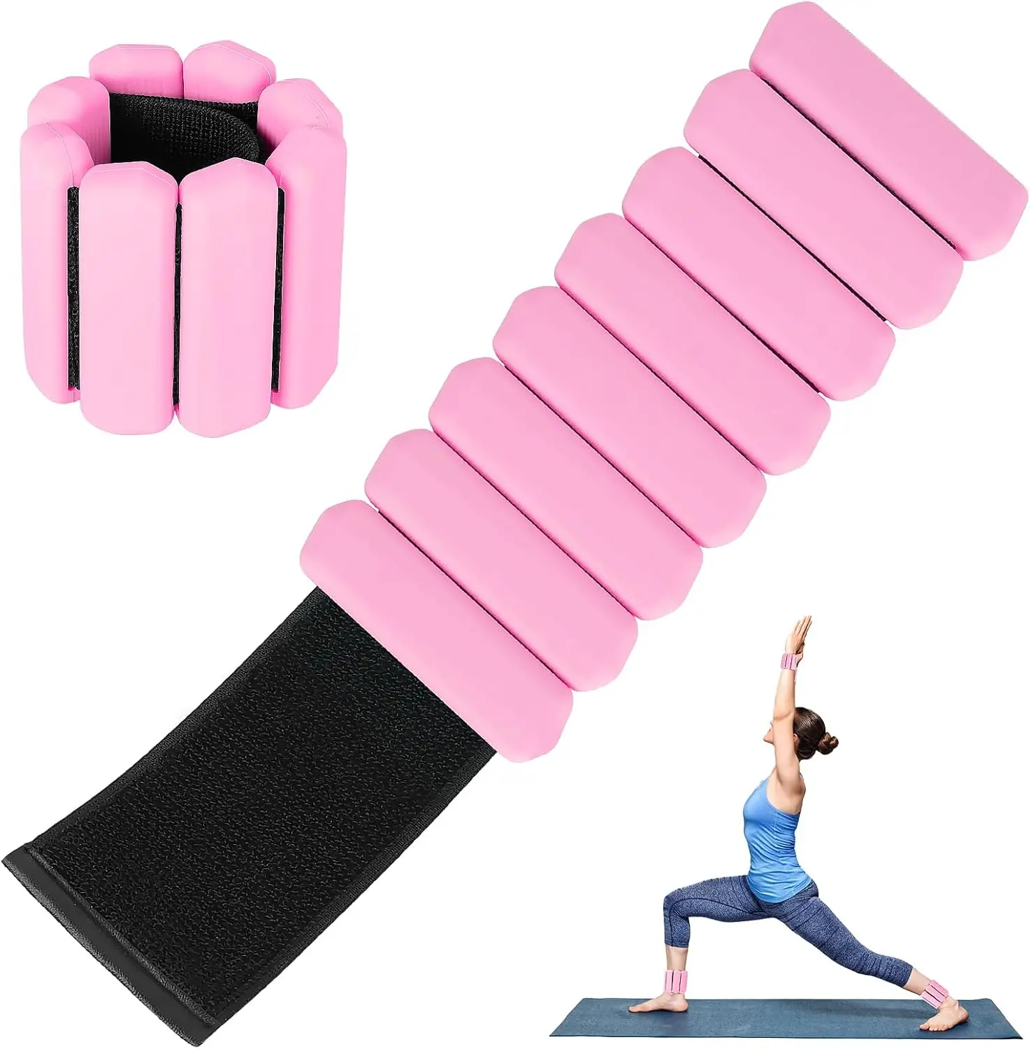 2er-Set 0,5 kg Handgelenk- und Knöchelgewichte – Gewichtsmanschetten für Fuß oder Handgelenk beim Gehen, Joggen, Yoga, Aerobic, Pilates – Fitness-Armband