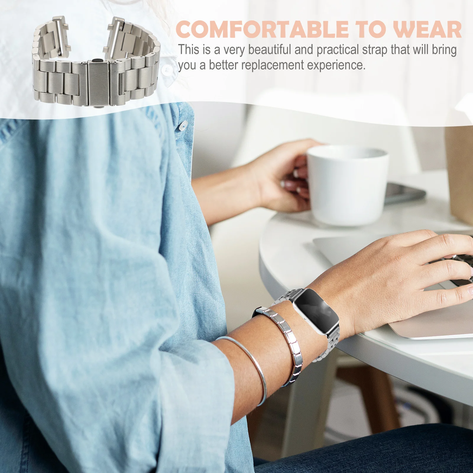 

1Pcs Durable Metal Watch Strap Stainless Steel Wristband Easy Installation Adjustable Design Excellent Experience