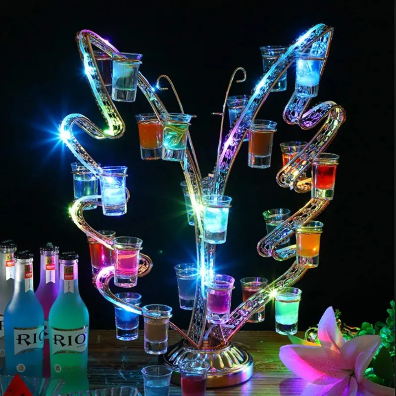 Imagem -06 - Led Piscando Borboleta Cocktail Shot Vidro Rack Bar Vip Servindo Vinho Champanhe Vidro Suporte de Copo Brilhante Serviço Bandeja Apresentador