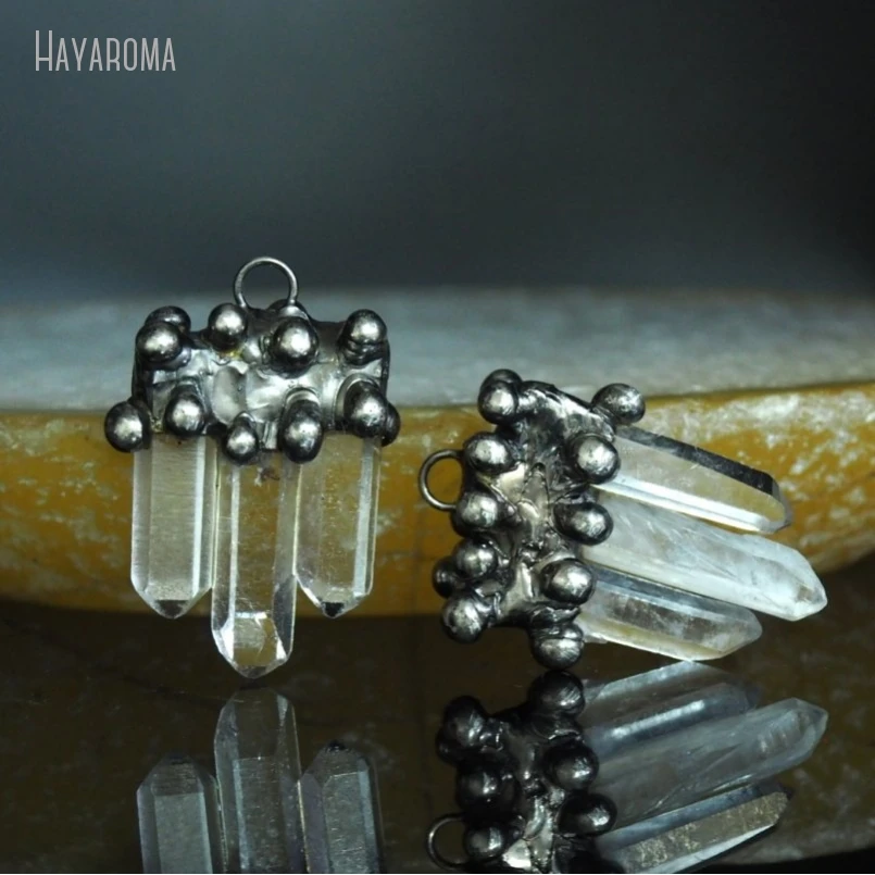 10Pcs Wholesale Antique Silver Color Tin Clear Crystal Soldered Graduated Point Vintage Handmade Jewelry Witch Pendant PM43712
