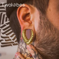 Twolobes 2PCS New Arrival Piercing Body Jewelry Stainless Steel Saddle Plugs Tunnels for Stretched Lobe Ear Gauges Hangers