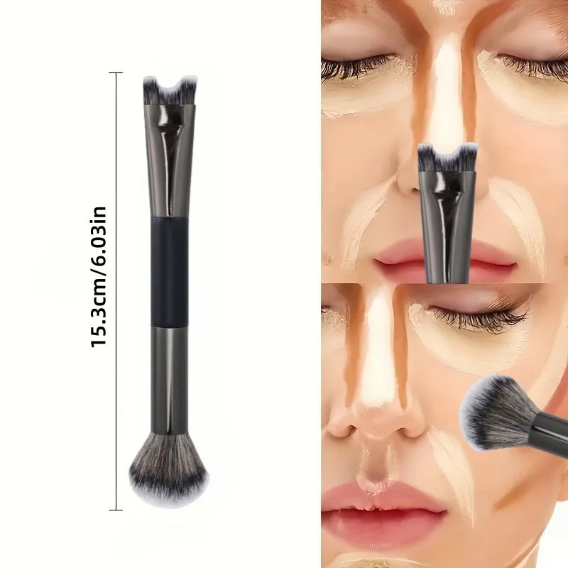 Pincel de maquiagem de cabeça dupla em forma de u, conjunto de pincéis para contorno de nariz, sombra, contorno, pincel facial para escultura precisa de nariz, ferramentas de maquiagem
