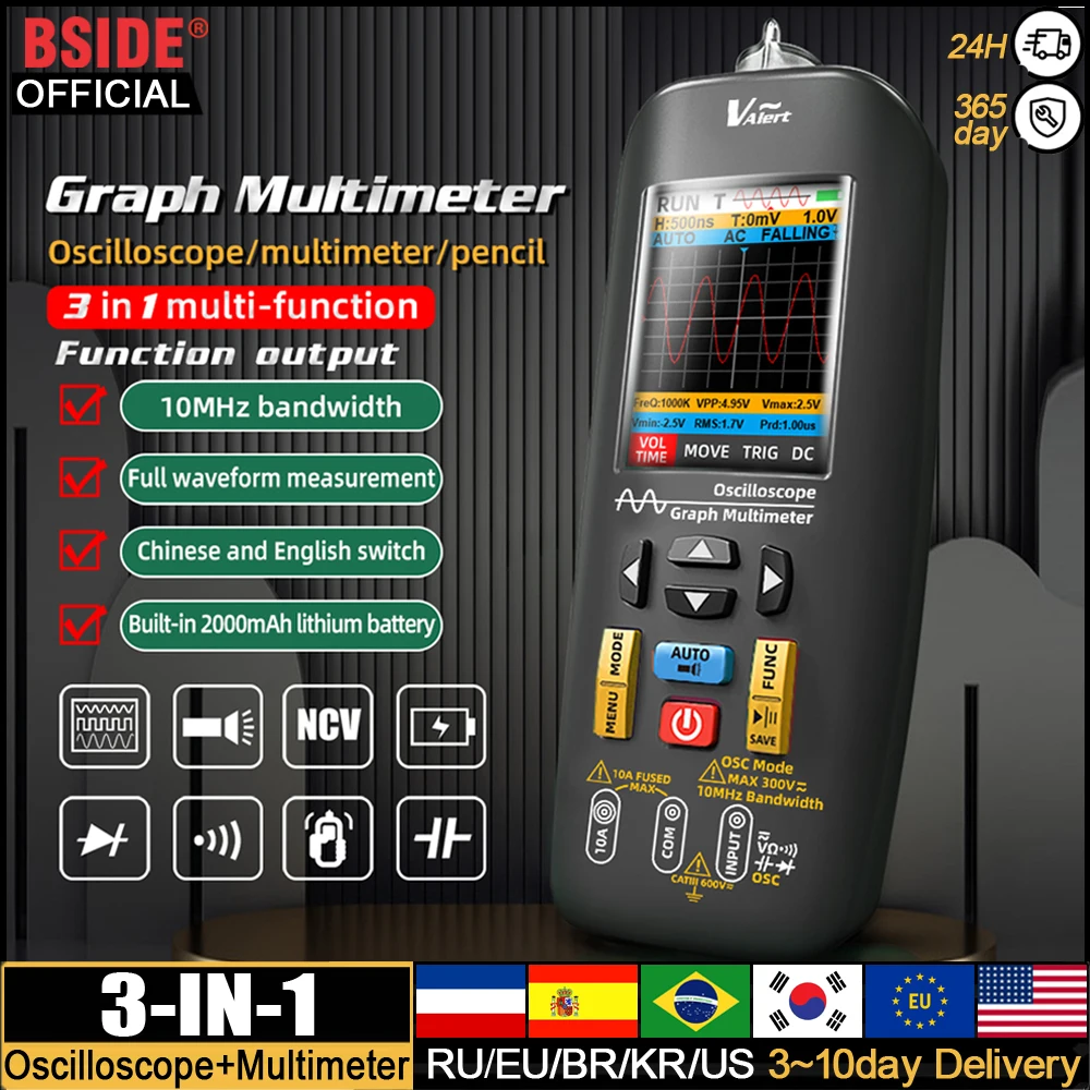 

BSIDE O1 Graph Multimeter Handheld Oscilloscope Professional Digital Multiteter DC AC Current Capacitance Ohm Diode Hz Tester