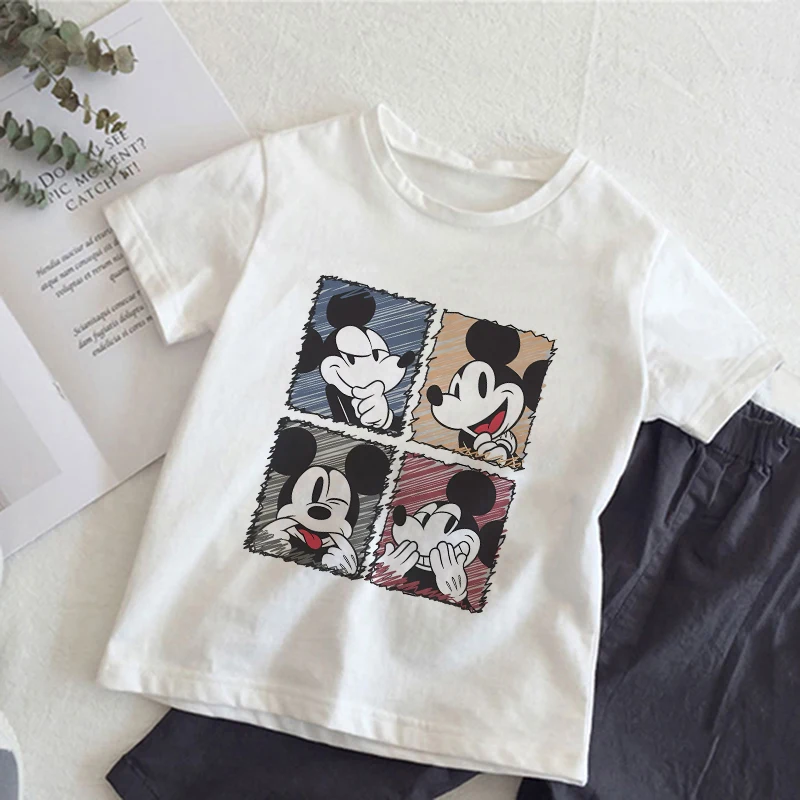 

Mickey Mouse T-shirt Minnie 2024 Children Clothes Disney Kids Tee Tops Summer Casual Clothing Boutique Boy Girl Fashion Gifts