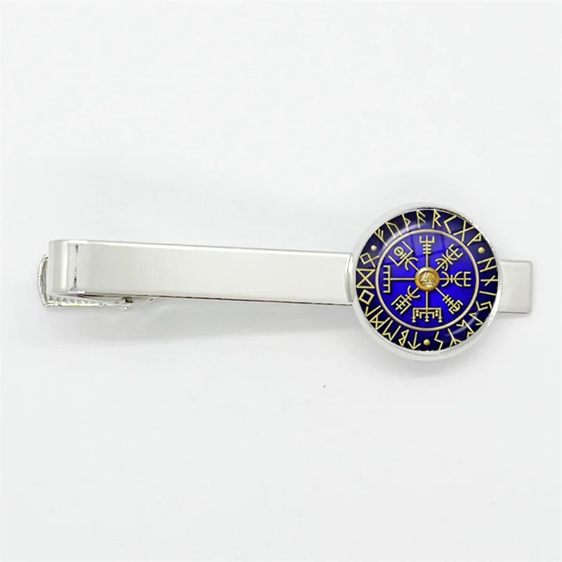 بوصلة فايكنغ رونية ثلاثية الثالوث القديمة ، مشبك ربطة عنق زجاجي بنمط رمز أودين ، مشابك ربطة عنق بلون فضي للرجال ، مجوهرات ساحرة ، جديدة #3