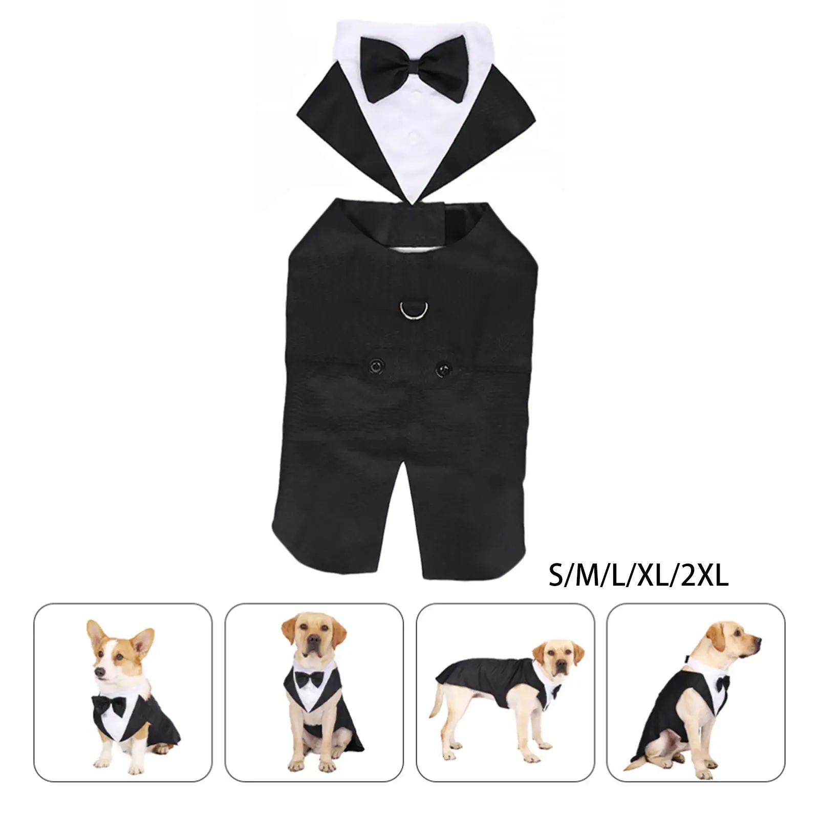 Pet Dog Tuxedo Costume with Collar for Weddings, Birthdays, Parties Exquisite Stitching Dog Apparel Lightweight Elegant