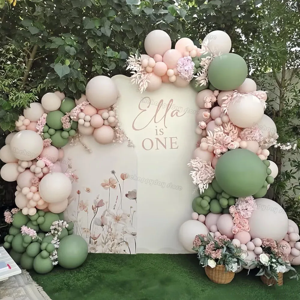 167 Stück Salbeigrüne staubige rosa Luftballons Bogengirlande Kit Boho Geburtstagsballons Hochzeit Babyparty Taufe Geschlecht offenbaren Dekor