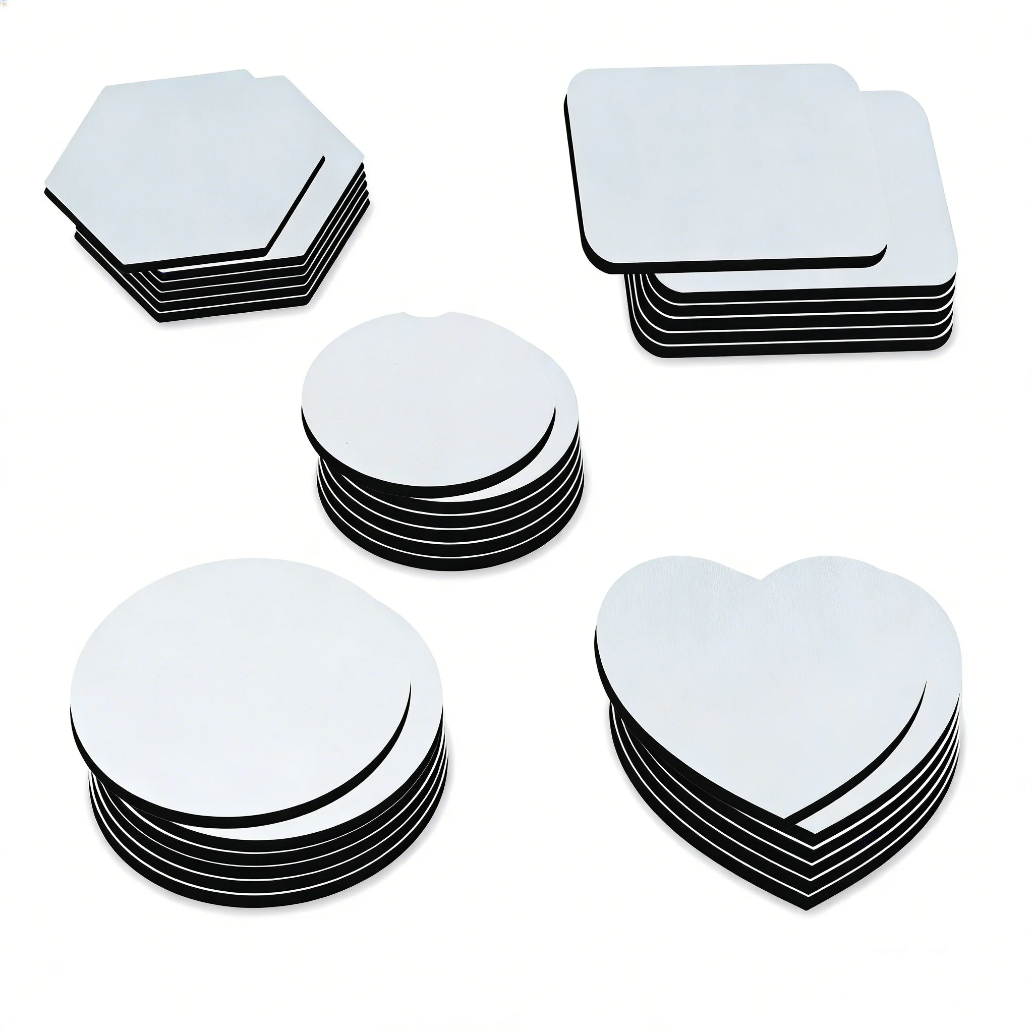30pcs Sublimation Blank Neoprene Car Coaster with Different Shape DIY Crafts Soft Heart Square Roun for Custom Logo Printing