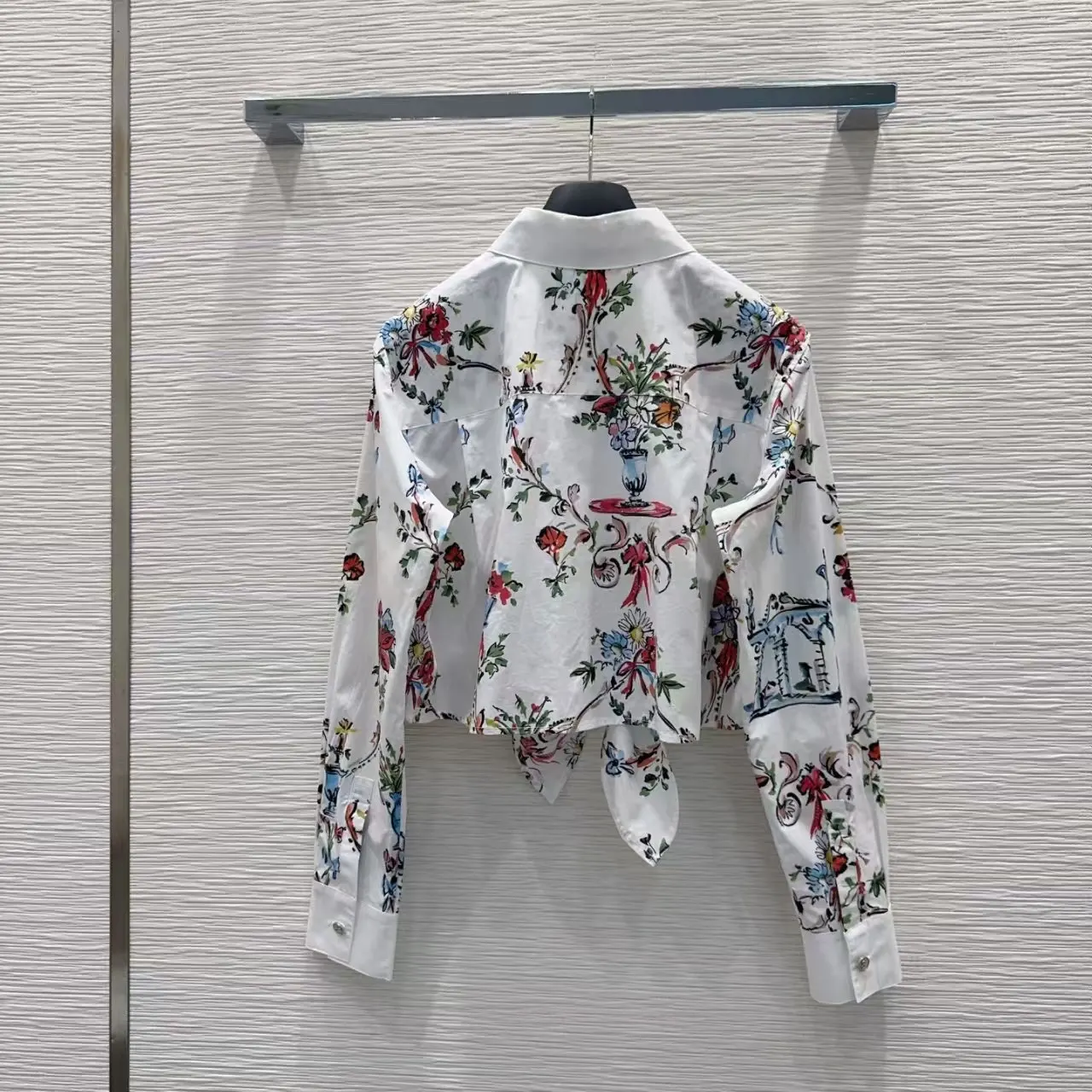 New Summer Fashion New Flower Printed Strap Shirt Cotton Collar Short Top for Women