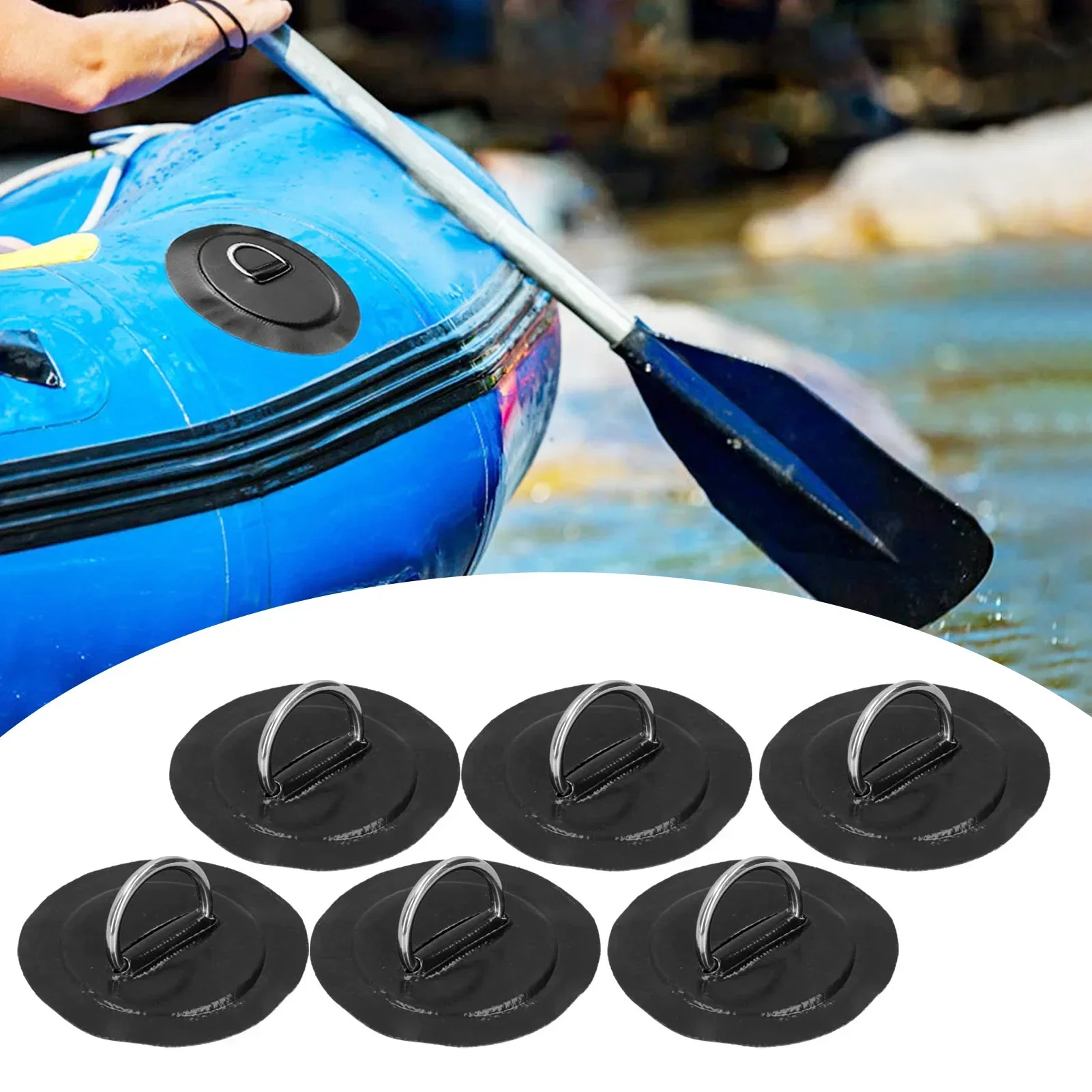 

6 шт. надувная лодка, каяк, DRing Pad, нашивка, морская фиксированная пряжка с эластичным банджи-шнуром (черный)