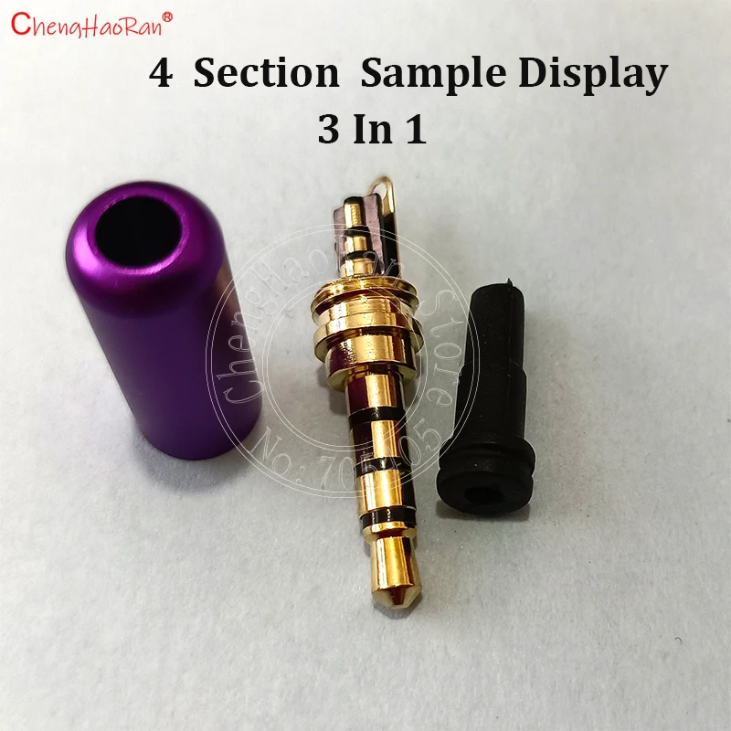 ChengHaoRan1/2/5PCS 3.5mm Stereo Headphone Plug 3/4 Section Level With Microphone Female Seat Balanced Maintenance Welded Type