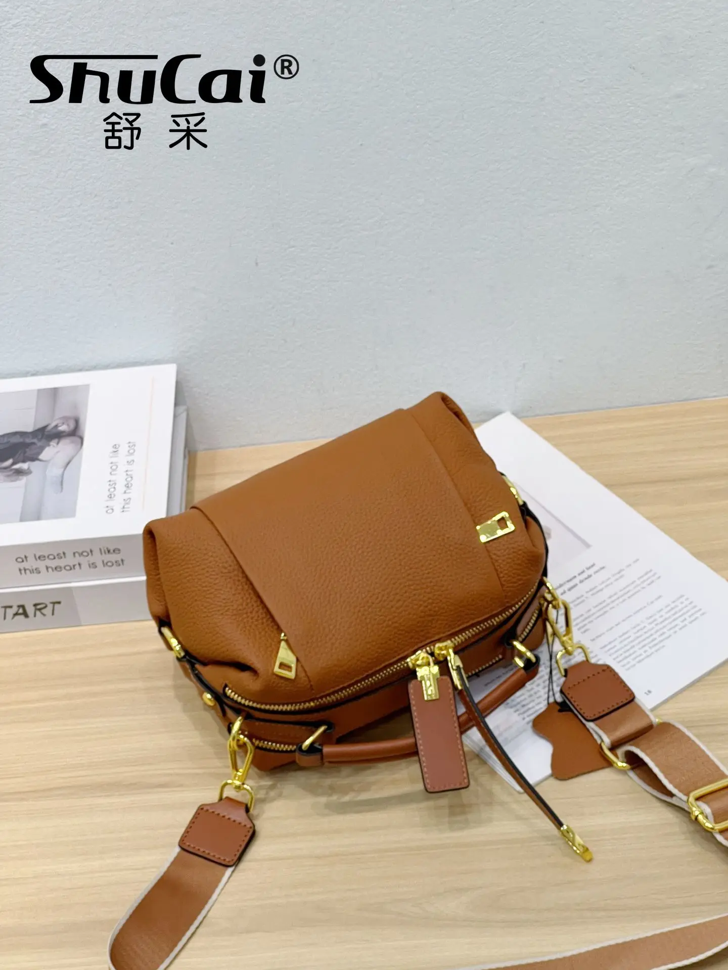 Genuine Leather Fashion Boston Bag Vintage Tote Shoulder Crossbody Pillow Designer Bags Luxury Female Head Layer Cowhide Handbag