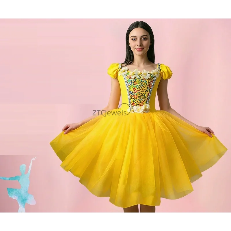 

Halloween Adult Children Cosplay Princess Dress Fluffy Veil Design Light and Fluffy Training Dance Dress Lace Ballet Dance Dress