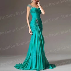 2025 Charming Women Evening Dresses Mermaid Sexy V Neck Prom Gowns Customized Beaded Formal Party Pleated Vestidos Para Mujer