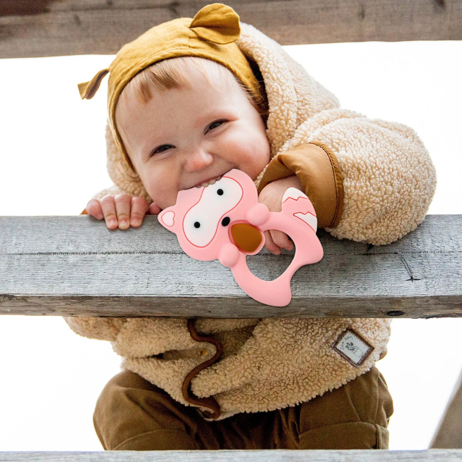 

Silicone Baby Teething Cartoon Bear Shape Molar Relief Soothing Gum Protector Chew Tool For Infants Toddlers Educational Baby