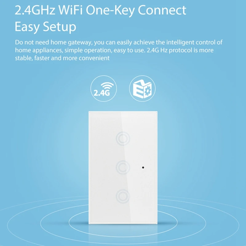 COOLCAM Interruptor de luz de contacto de pared Tipo EE. UU. Wifi Control remoto inteligente inalámbrico Enchufe EE. UU.