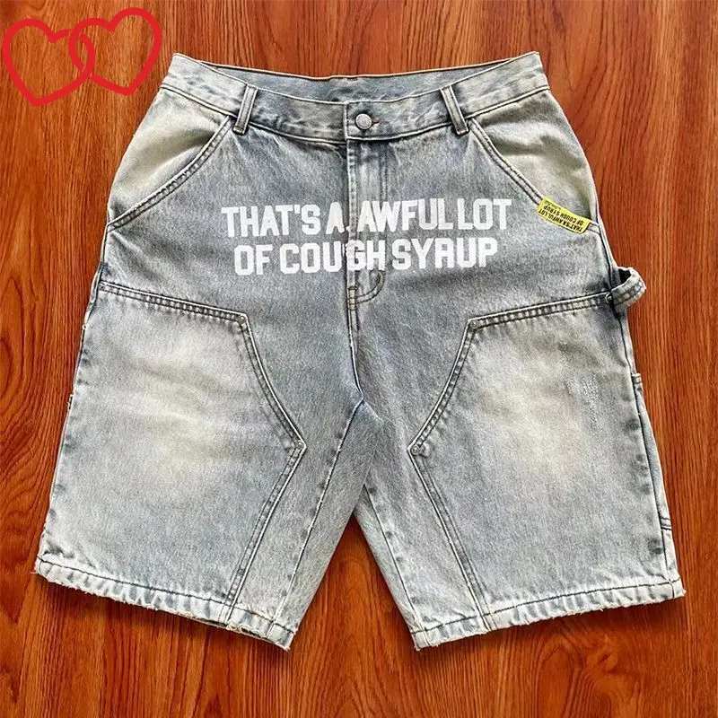 

Летние мужские джинсовые джинсы That's A Awful Lot of Cough Syrup Shorts Мужские шорты Y2k с прямыми штанинами и широкими штанинами для мужчин