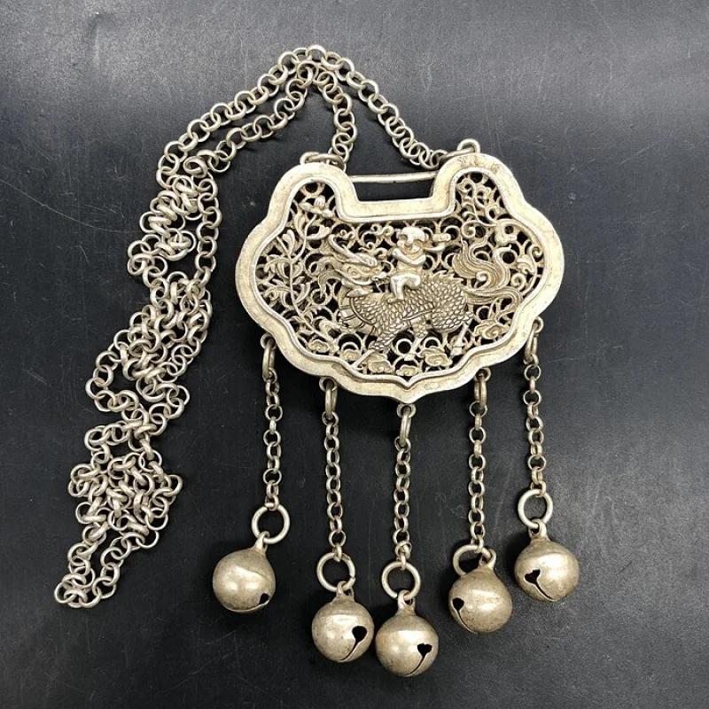 Антикварный подарок Кирин, подарок, серебряный кулон с лольефом, долголетие и богатство Антикварный подарок Кирин, подарок, серебряный кулон с лольефом, долголетие и богатство