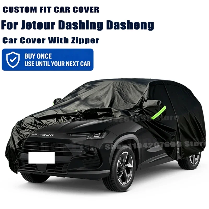 For Jetour Dashing Dasheng Outdoor Full Car Cover With Zipper Snow Cover Sunshade Waterproof Dustproof Exterior Protection