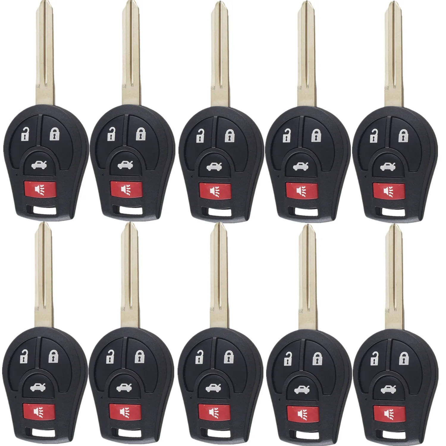 

WFMJ 10Pcs For Nissan Sylphy Juke Rogue Micra Qashqai Altima Maxima Sentra Versa 4 Buttons Car Remote Key Case Cover Key Shell