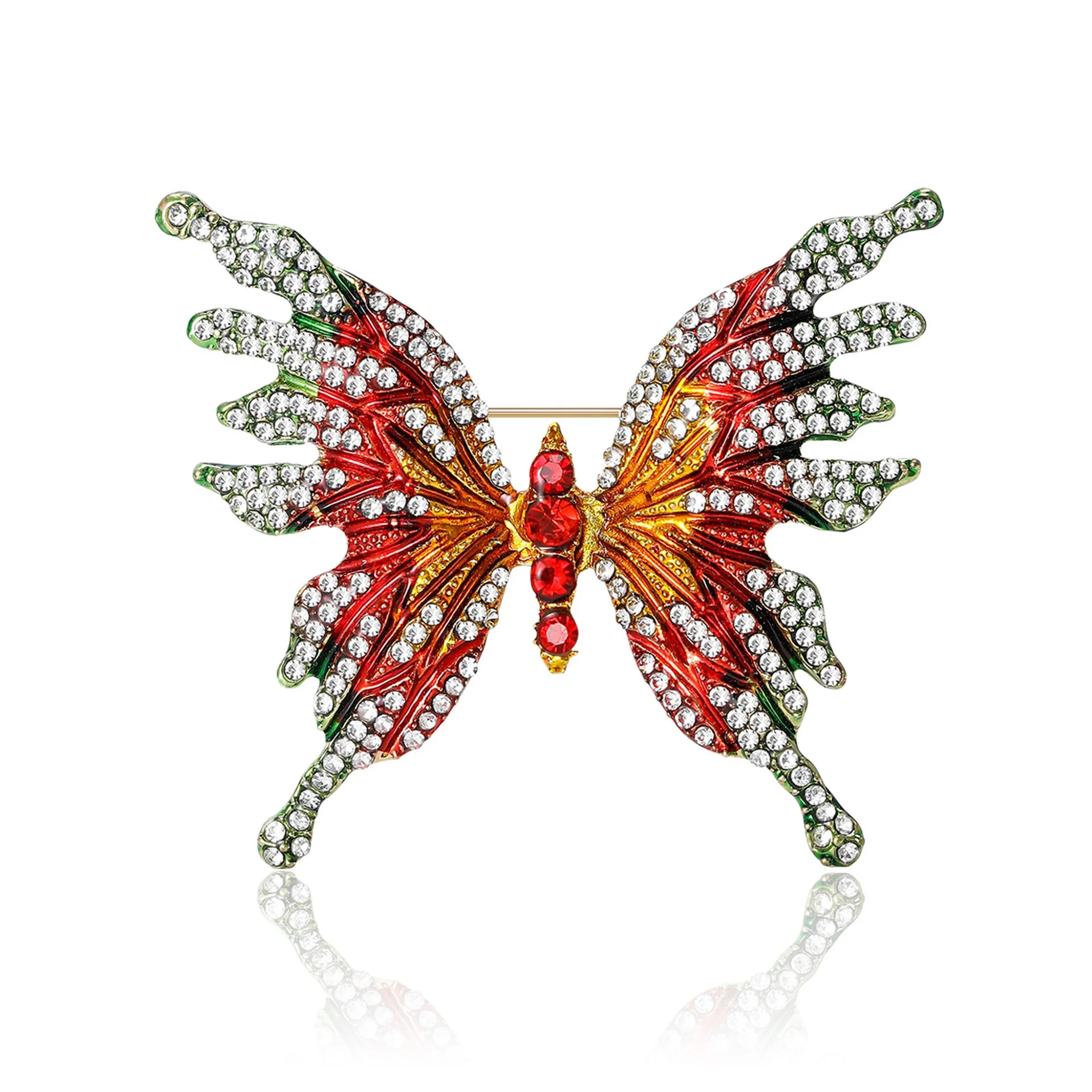 

Luxurious Water Diamond Fashionable Toothed Wing Large Butterfly Brooch For Women, Multi-color Wedding Dress, Party Gift