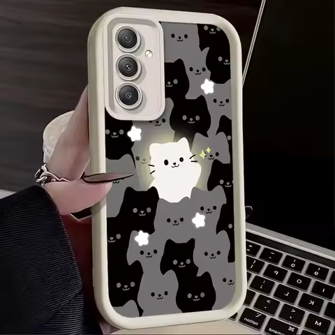 Cute Couple Glowing Cat Phone Case For Samsung Galaxy A53 A54 A05 A05S A34 A24 A14 A33 A23 A13 A52 A52S A32 A22 A12 A71 A51 A31