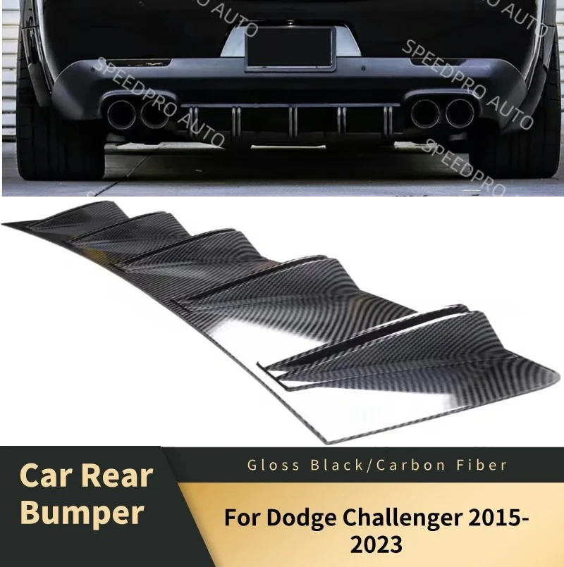 

Задний диффузор с 5 ребрами, сплиттер-спойлер для бампера, накладка на бампер для Dodge Challenger 2015-2023, аксессуары для кузова автомобиля, карбон, черный