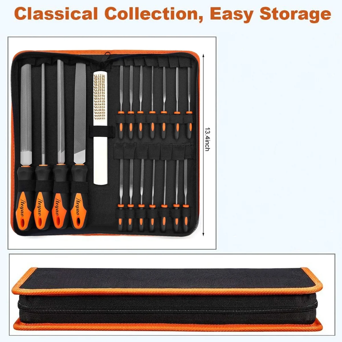 19Pcs Forged Alloy Steel File Set With Carrying Case Precision Flat/Triple-Driven/Half-Round/Round Large File And 12Pcs Needle F