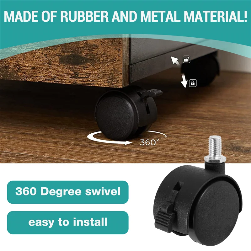 A26F-Set Of 4 Screw In Caster Wheels - 2 With Lock Function