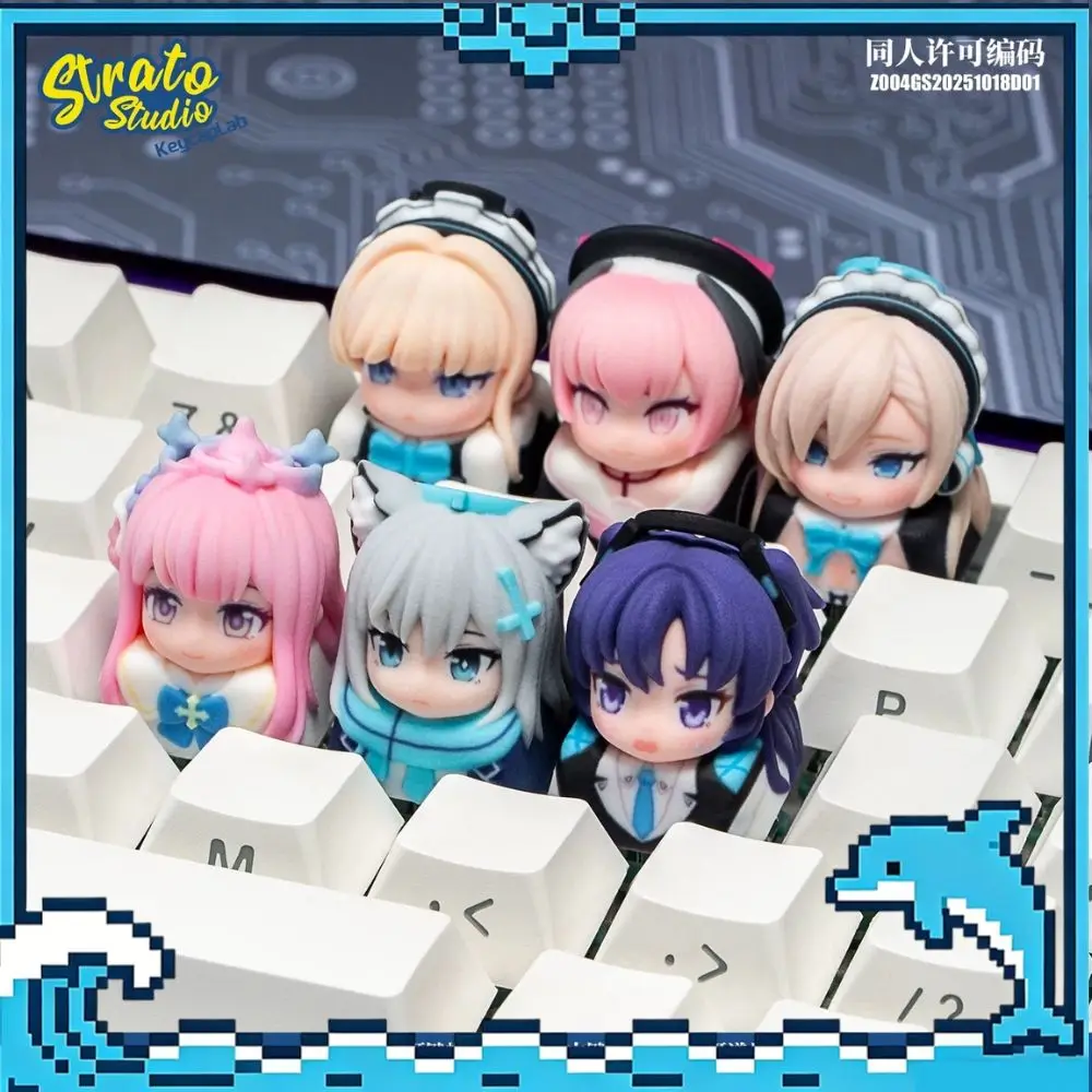 Strato Studio Blue Archive Theme Keycaps Anime Cross Axis Keycap Character Role Artisan Key Cap Cartoon Keyboard Accessories