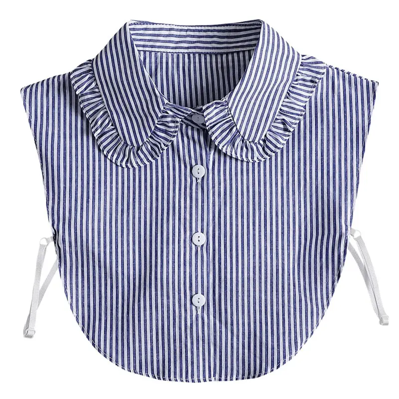 Blue Striped Fake Collar Detachable Fake Collar Shirt Dickey Half Blouse False Collar for Lady Girls
