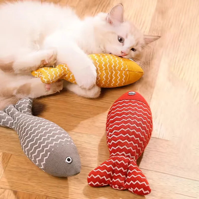 

Catnip Chewing Cat Toy for Kitten Pet, Simulation Fish Self Entertaining Toy, Interactive Teaser Stick for Cats Exercise