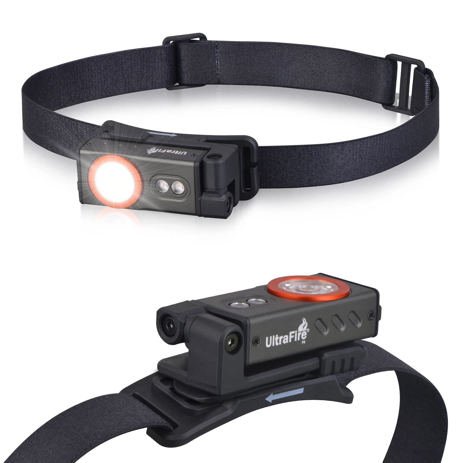 

UltraFire P4 EDC Headlamp 5 Modes Powerful Head Flashlight USB C Rechargeable Red Light Headlight with Magnet for Outdoor Hiking